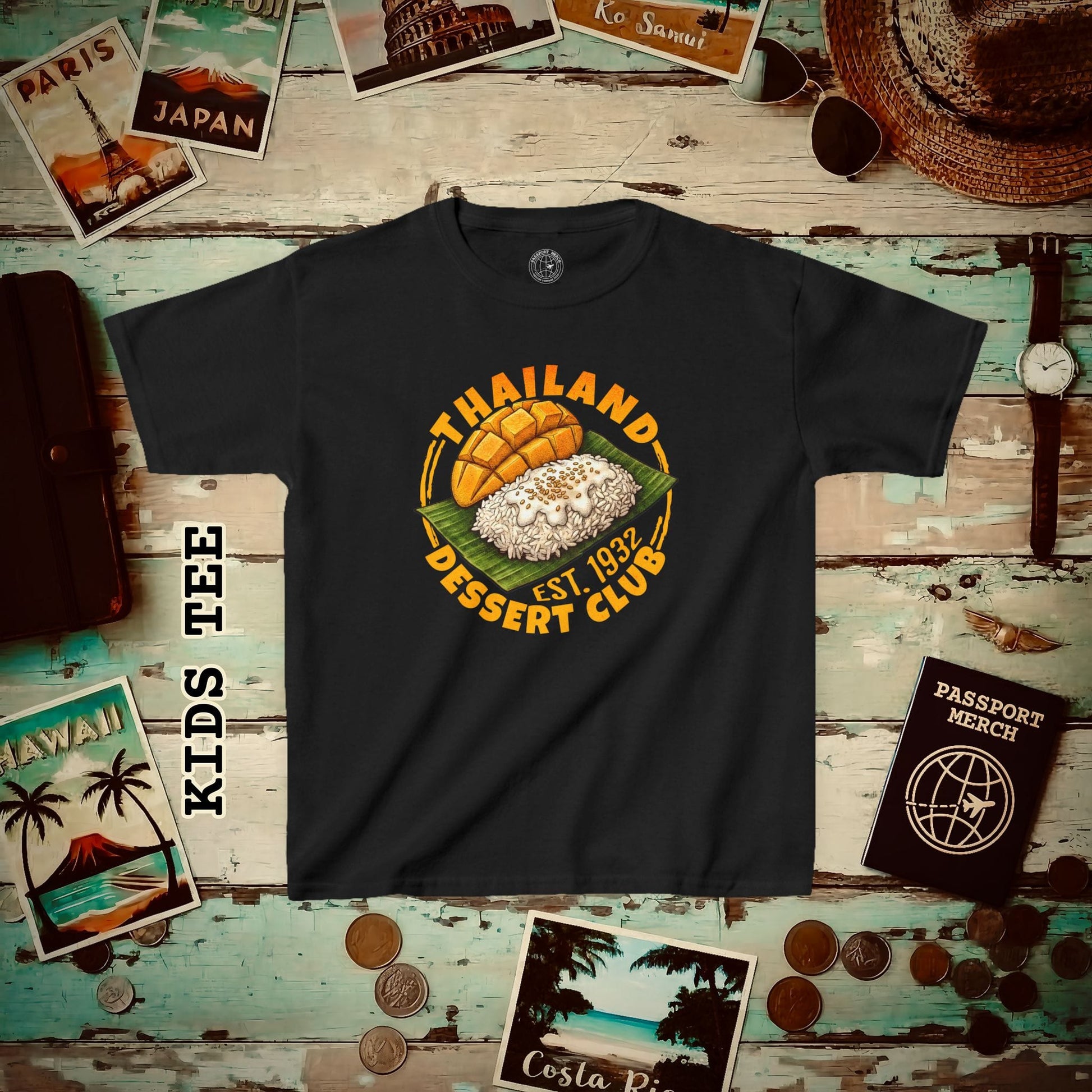 Mango Sticky Rice (Dessert Club), Thailand Kids Tee Black / XS