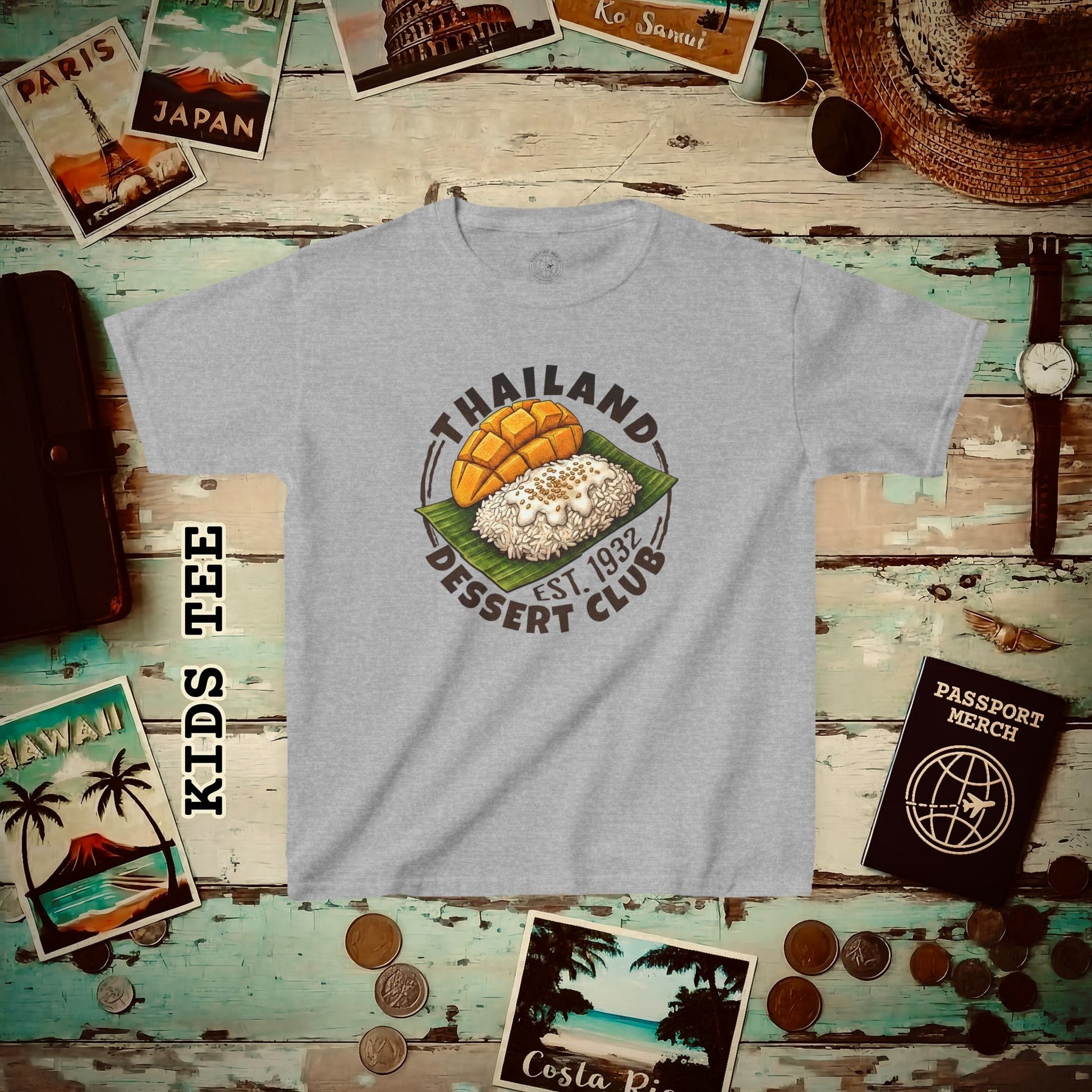 Mango Sticky Rice (Dessert Club), Thailand Kids Tee Sport Grey / XS