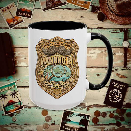 Manong P.I. Badge, Hawaii (and Philippines) 15oz Mug Black / 15oz