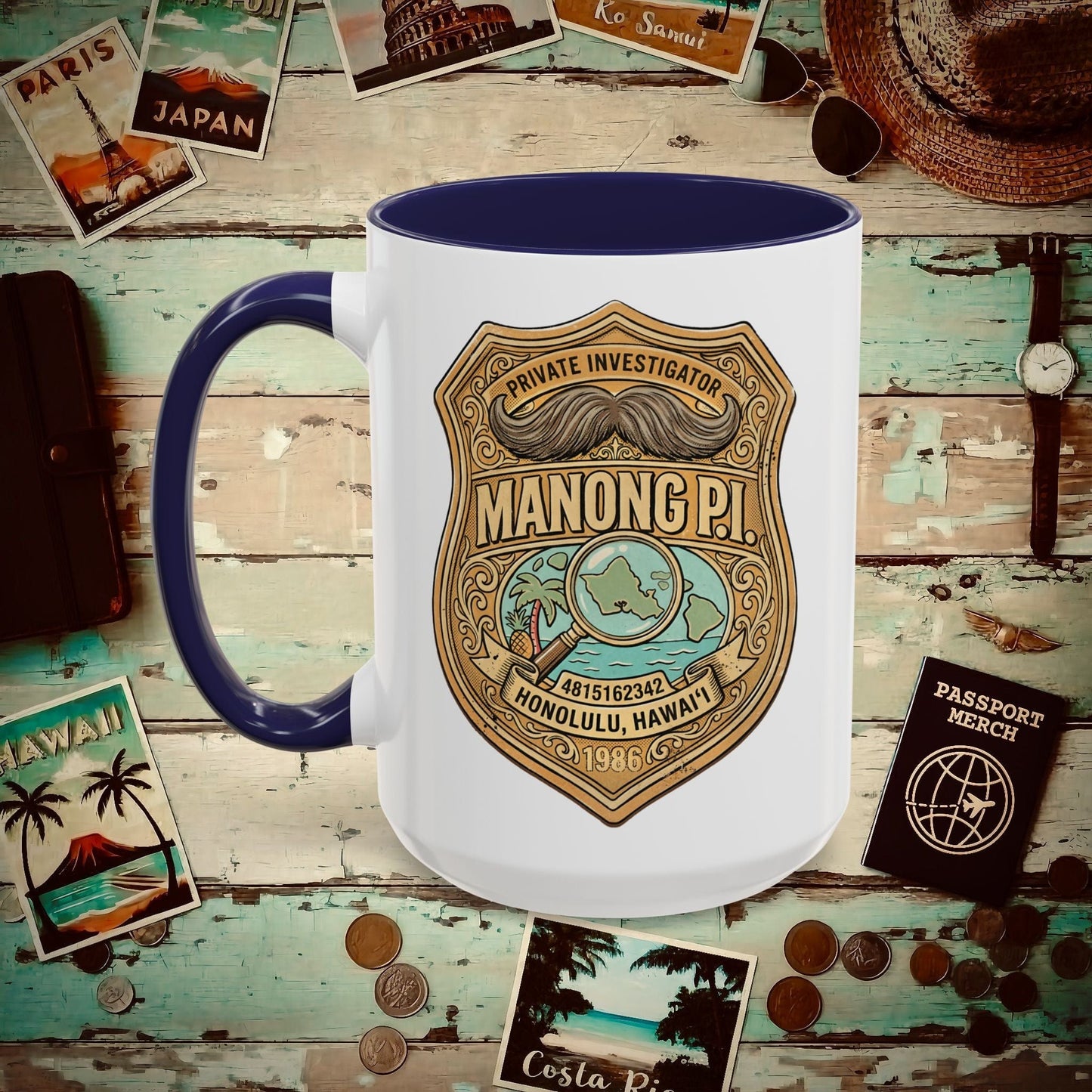 Manong P.I. Badge, Hawaii (and Philippines) 15oz Mug Navy / 15oz