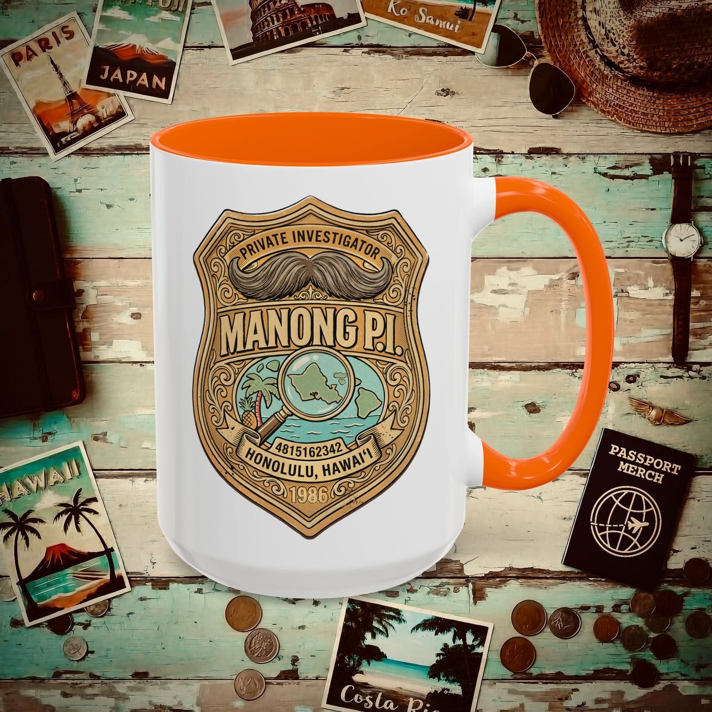 Manong P.I. Badge, Hawaii (and Philippines) 15oz Mug Orange / 15oz