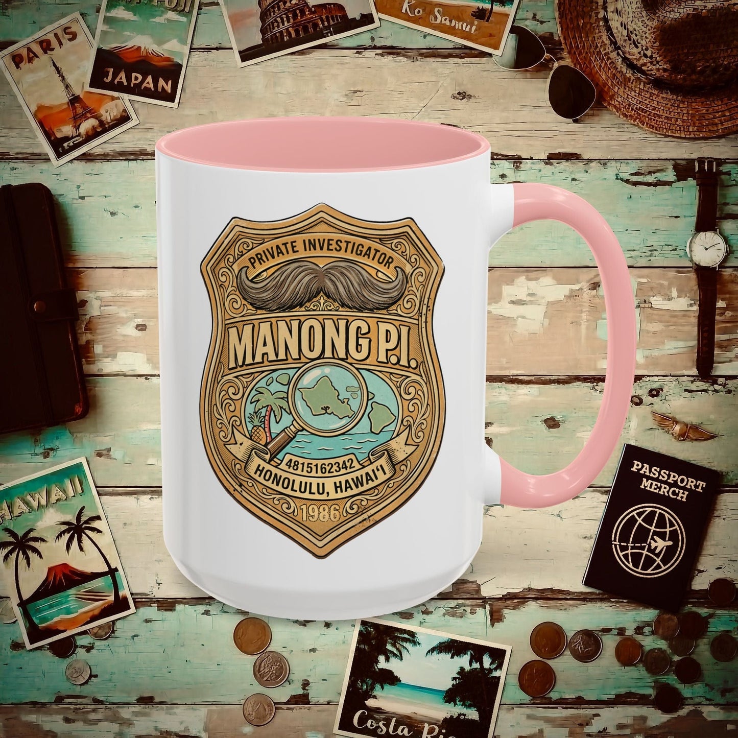 Manong P.I. Badge, Hawaii (and Philippines) 15oz Mug Pink / 15oz