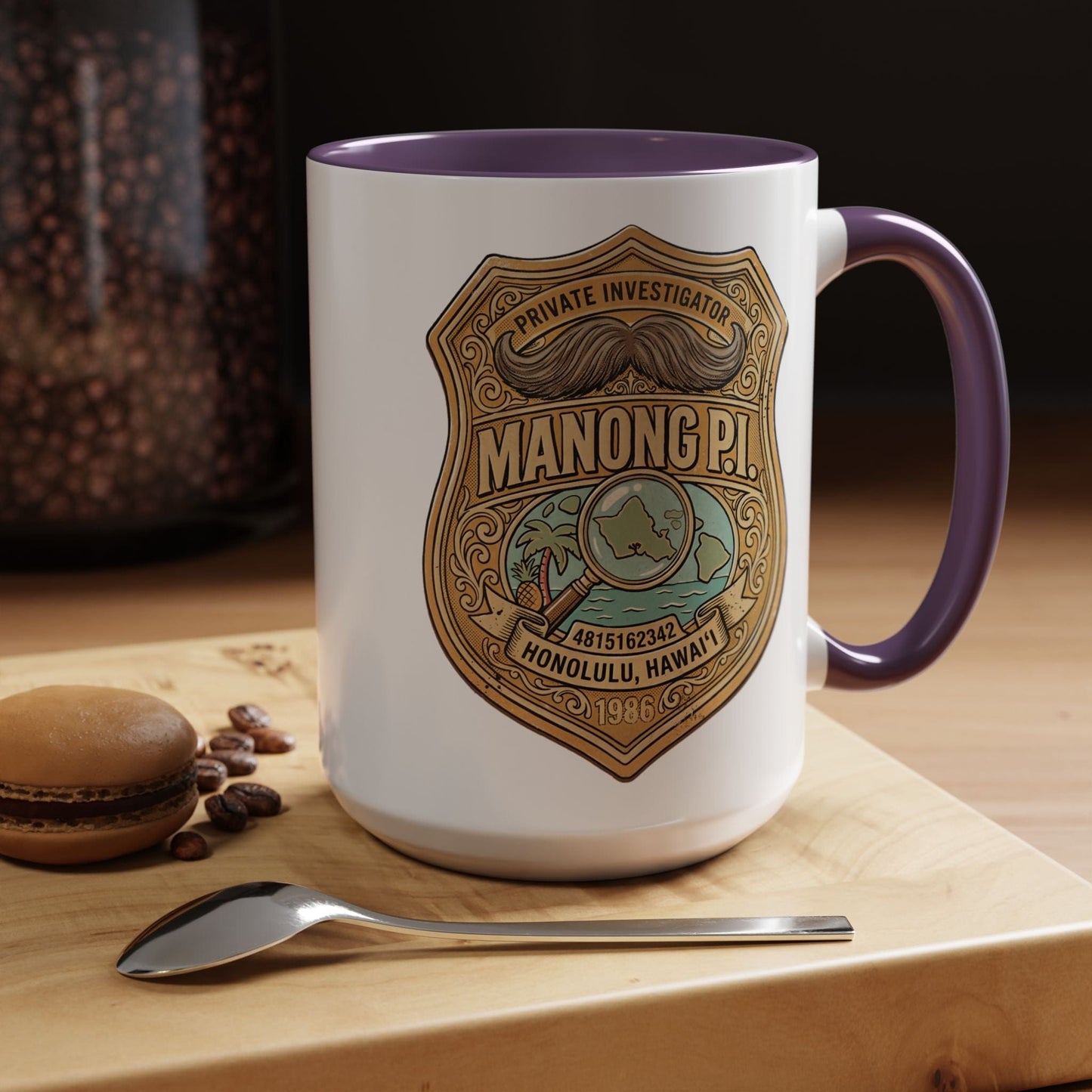 Manong P.I. Badge, Hawaii (and Philippines) 15oz Mug Purple / 15oz