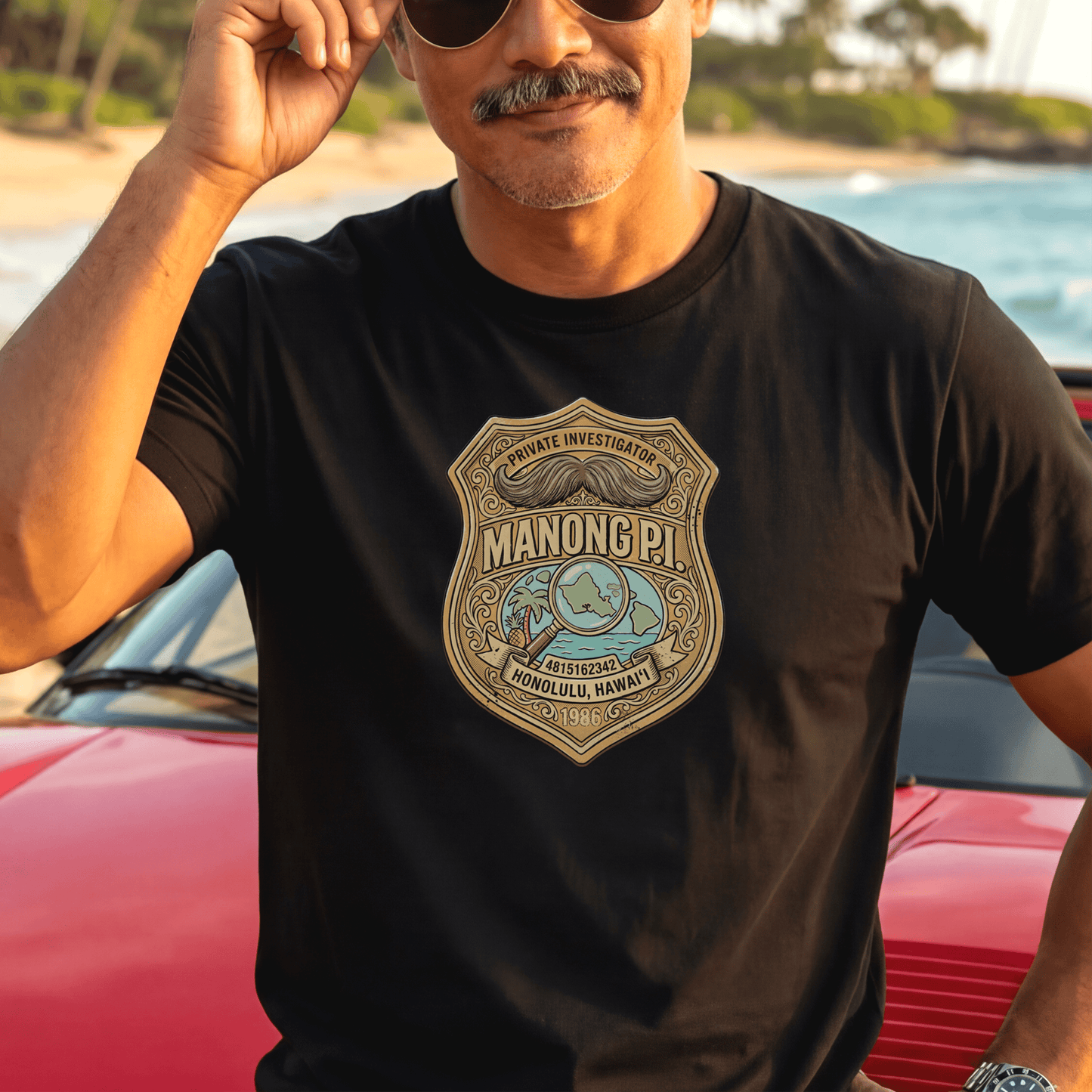 Manong P.I. Badge, Hawaii (and Philippines) T-Shirt Black / S