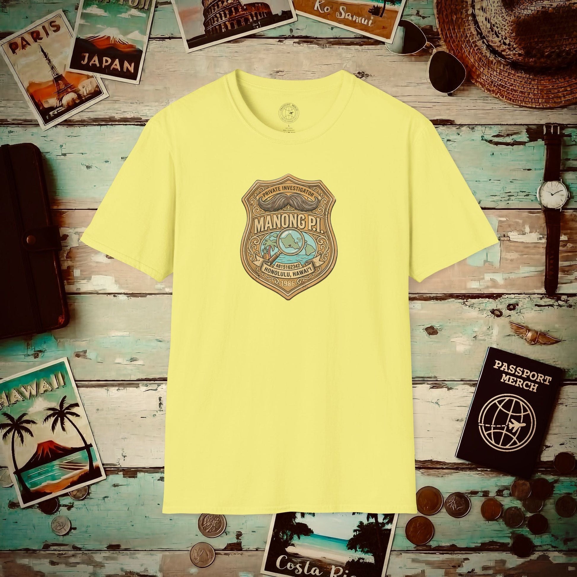 Manong P.I. Badge, Hawaii (and Philippines) T-Shirt Cornsilk / S