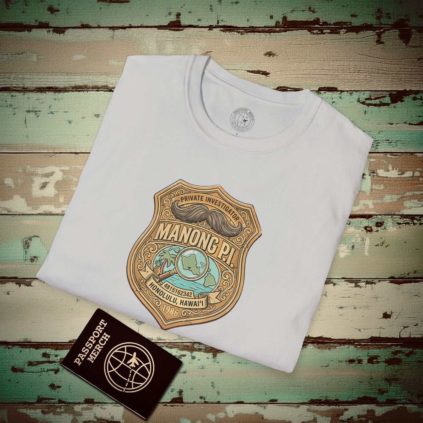 Manong P.I. Badge, Hawaii (and Philippines) T-Shirt Ice Grey / S