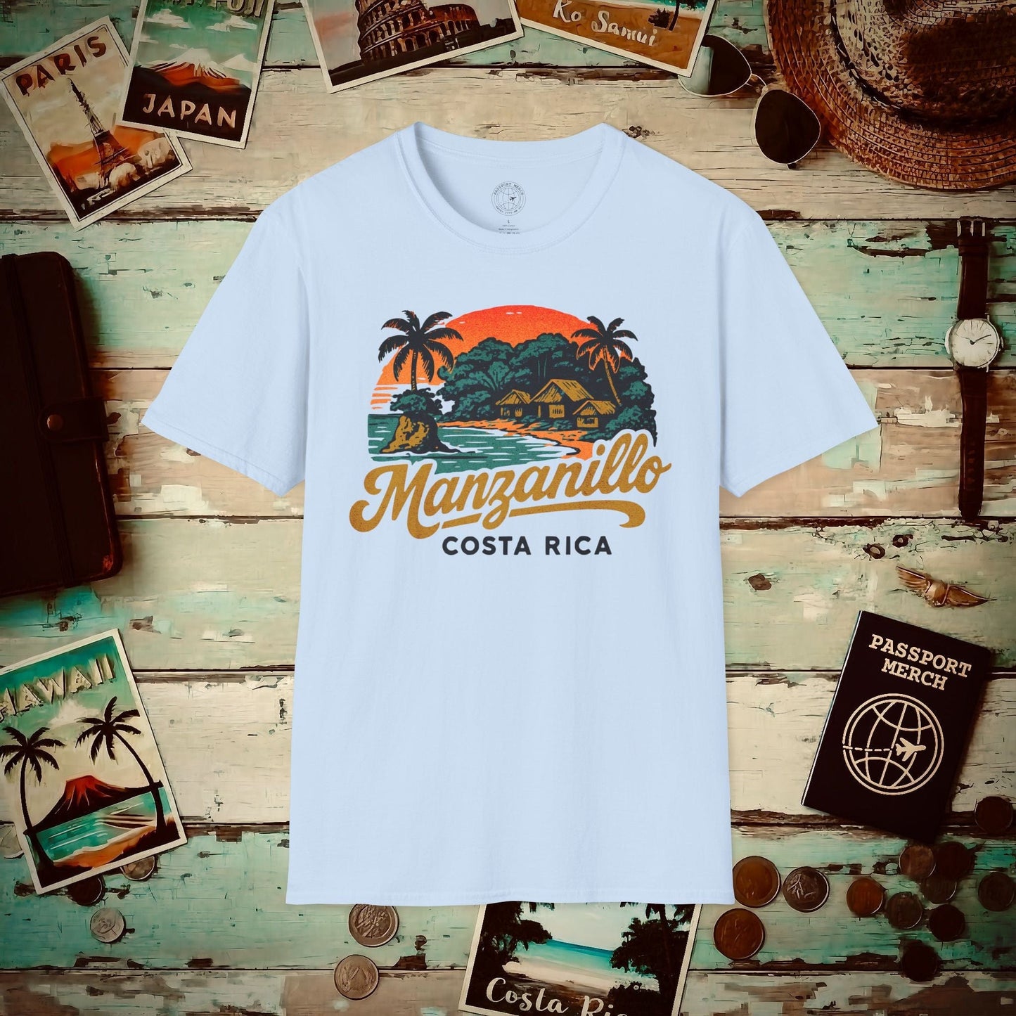Manzanillo, Costa Rica - 80's Vintage T-Shirt Light Blue / S