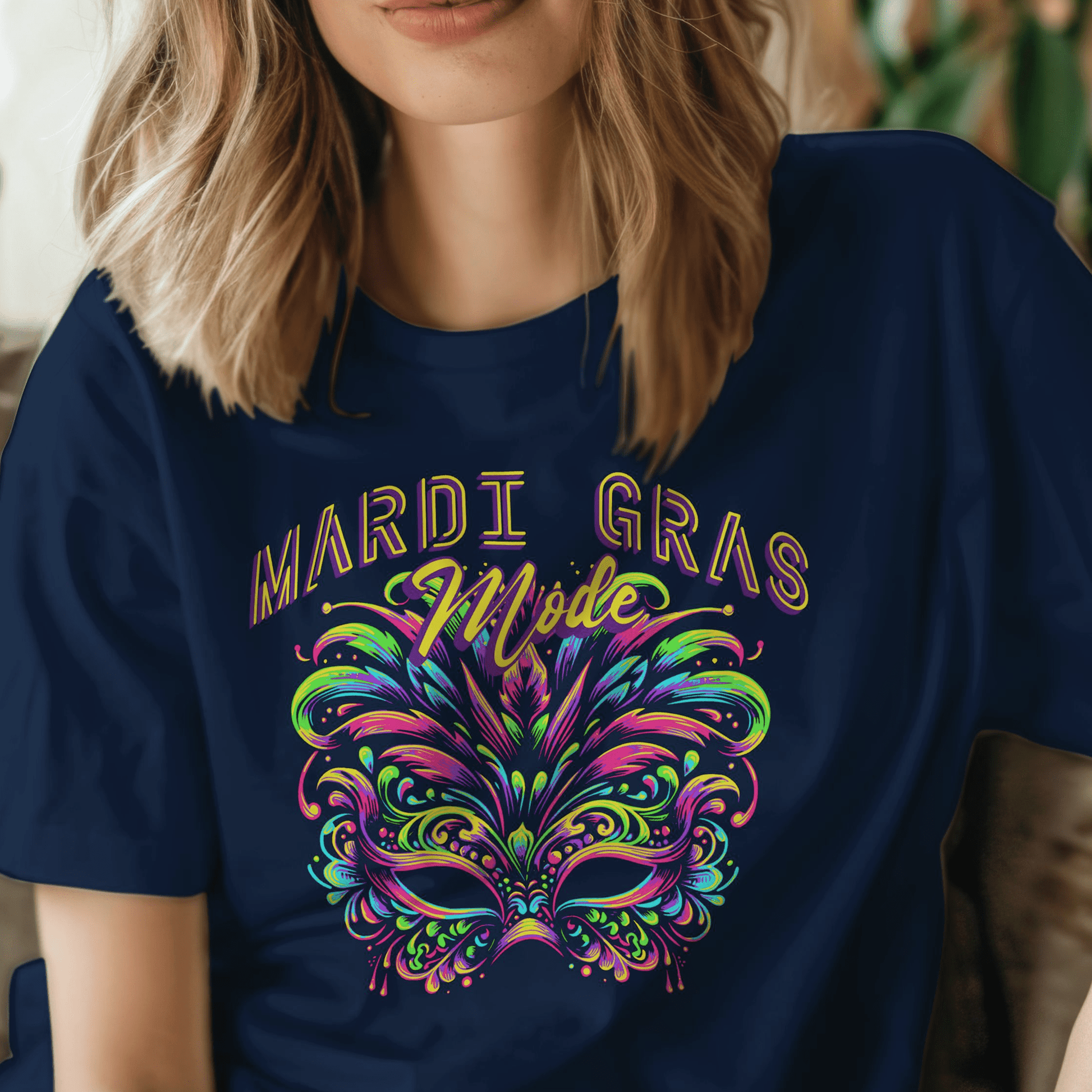 Mardi Gras Mode, Louisiana T-Shirt Navy / S