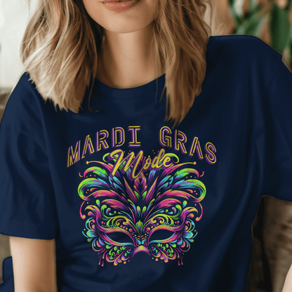 Mardi Gras Mode, Louisiana T-Shirt Navy / S