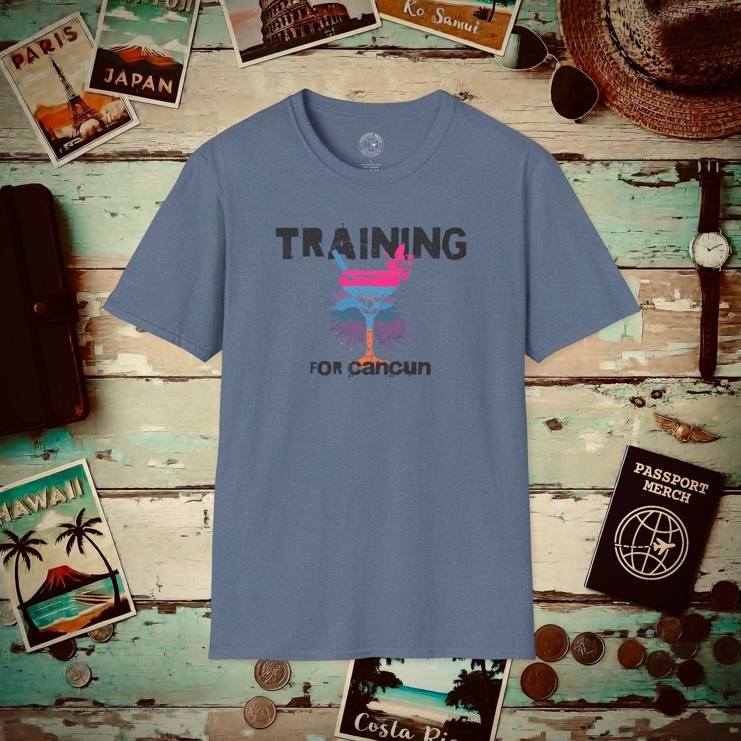 Margarita Training for Cancun T-Shirt Heather Indigo / S