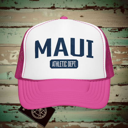 Maui Athletic Dept. Hawaii Trucker Hat Hot Pink/ White/ Hot Pink / One size
