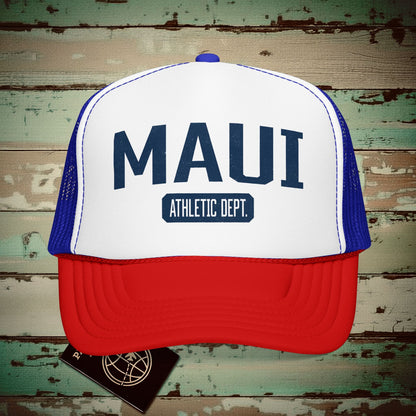 Maui Athletic Dept. Hawaii Trucker Hat Red / White / Royal / One size