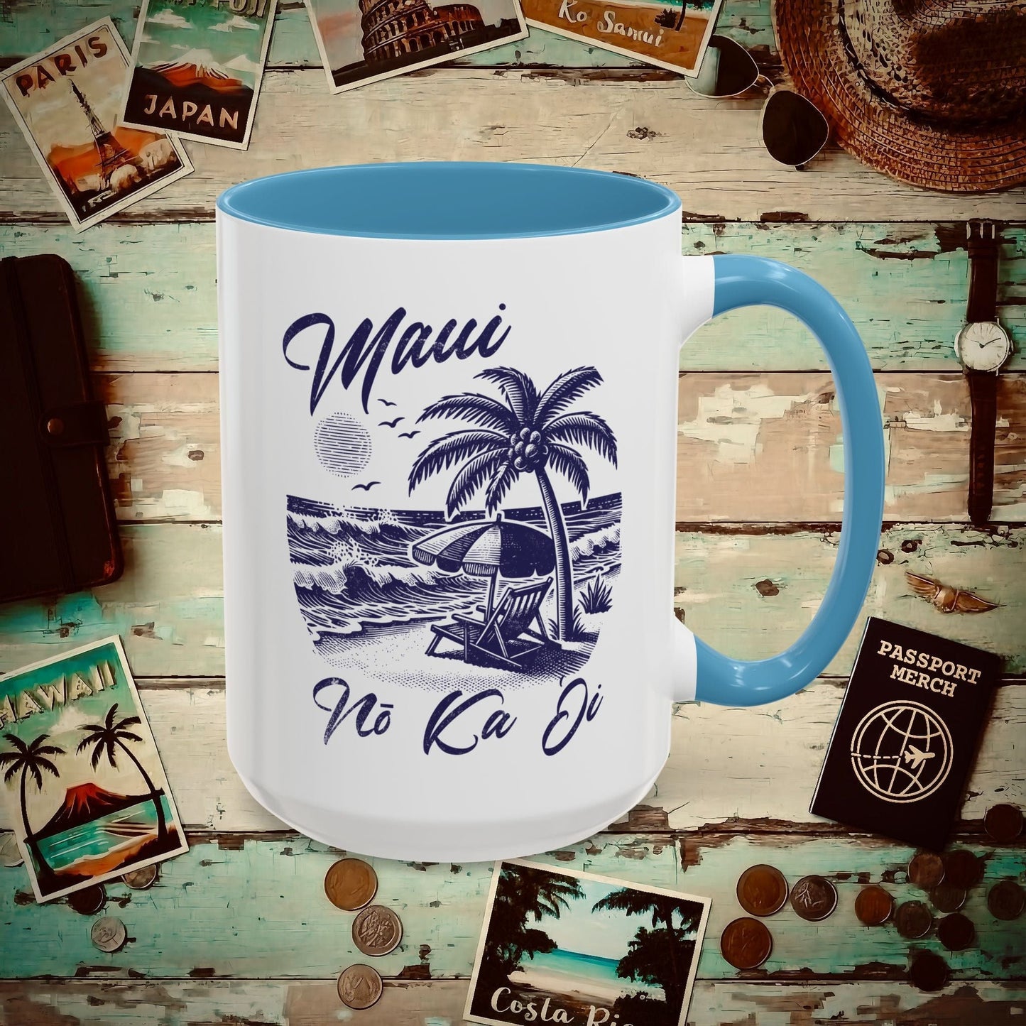 Maui No Ka Oi Hawaii 15oz Mug Light Blue / 15oz