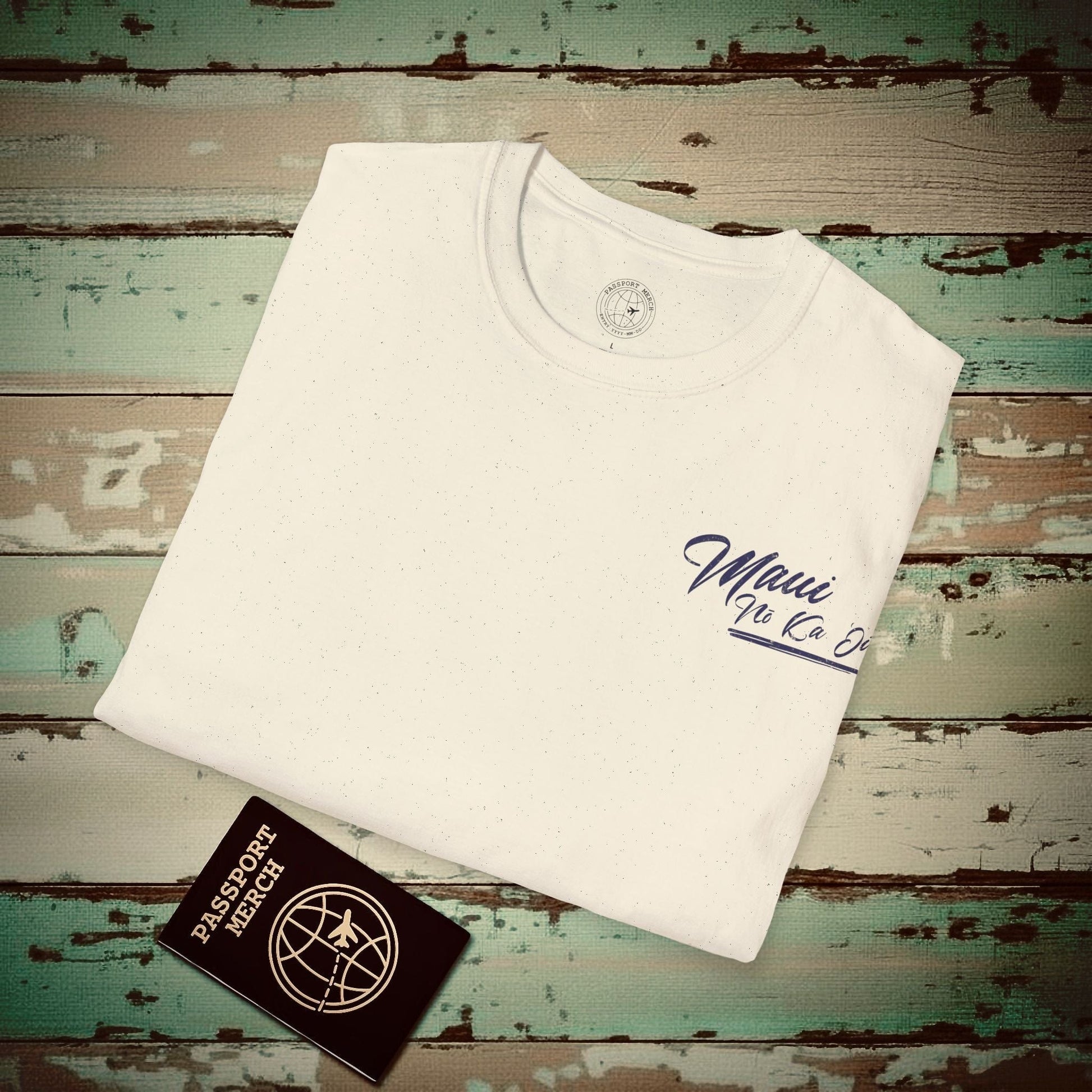 Maui No Ka Oi Hawaii, Back Print T-Shirt Natural / S