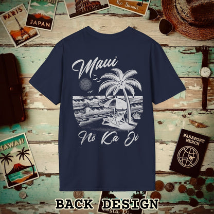 Maui No Ka Oi Hawaii, Back Print T-Shirt Navy / S