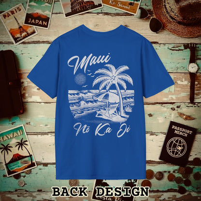 Maui No Ka Oi Hawaii, Back Print T-Shirt Royal / S