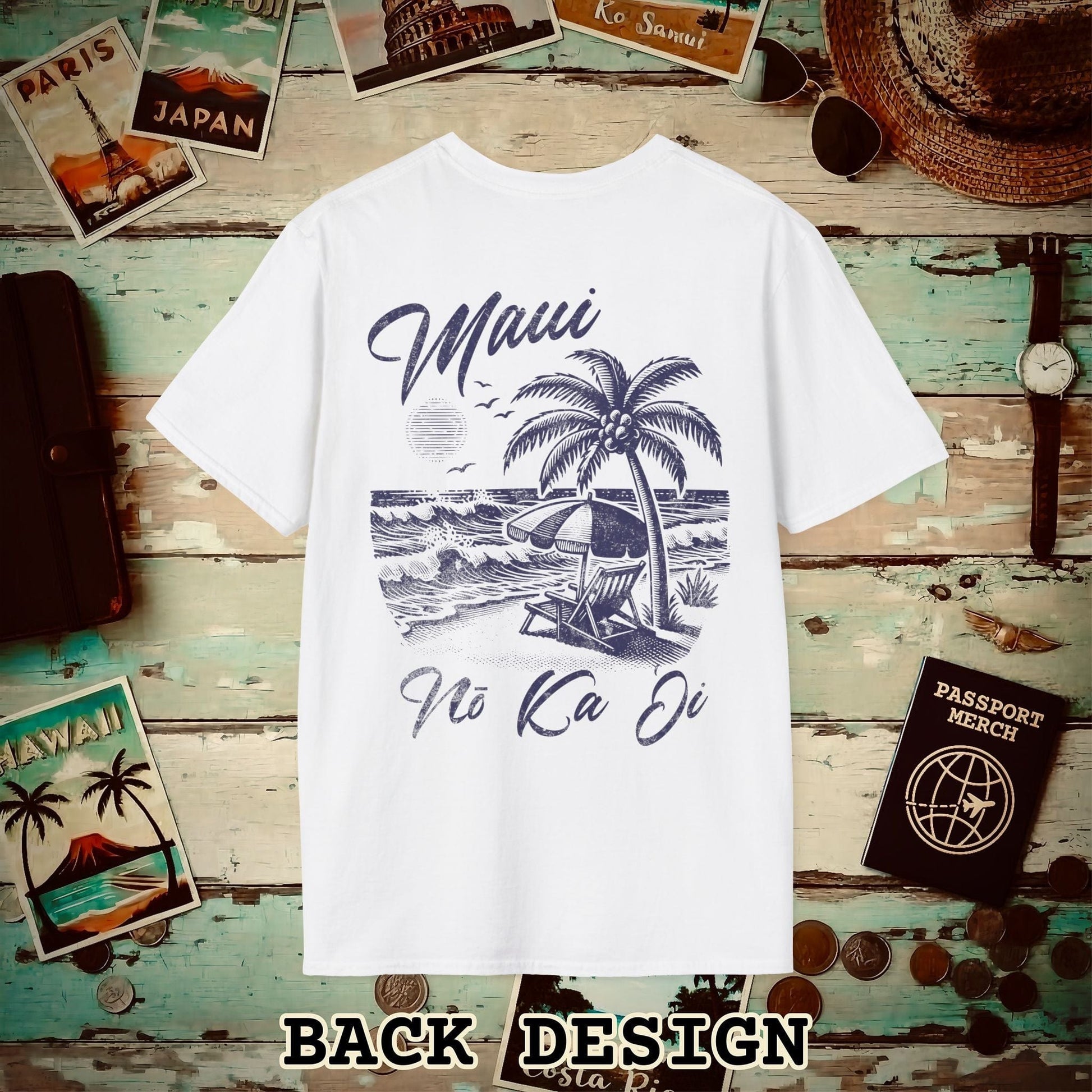 Maui No Ka Oi Hawaii, Back Print T-Shirt White / S