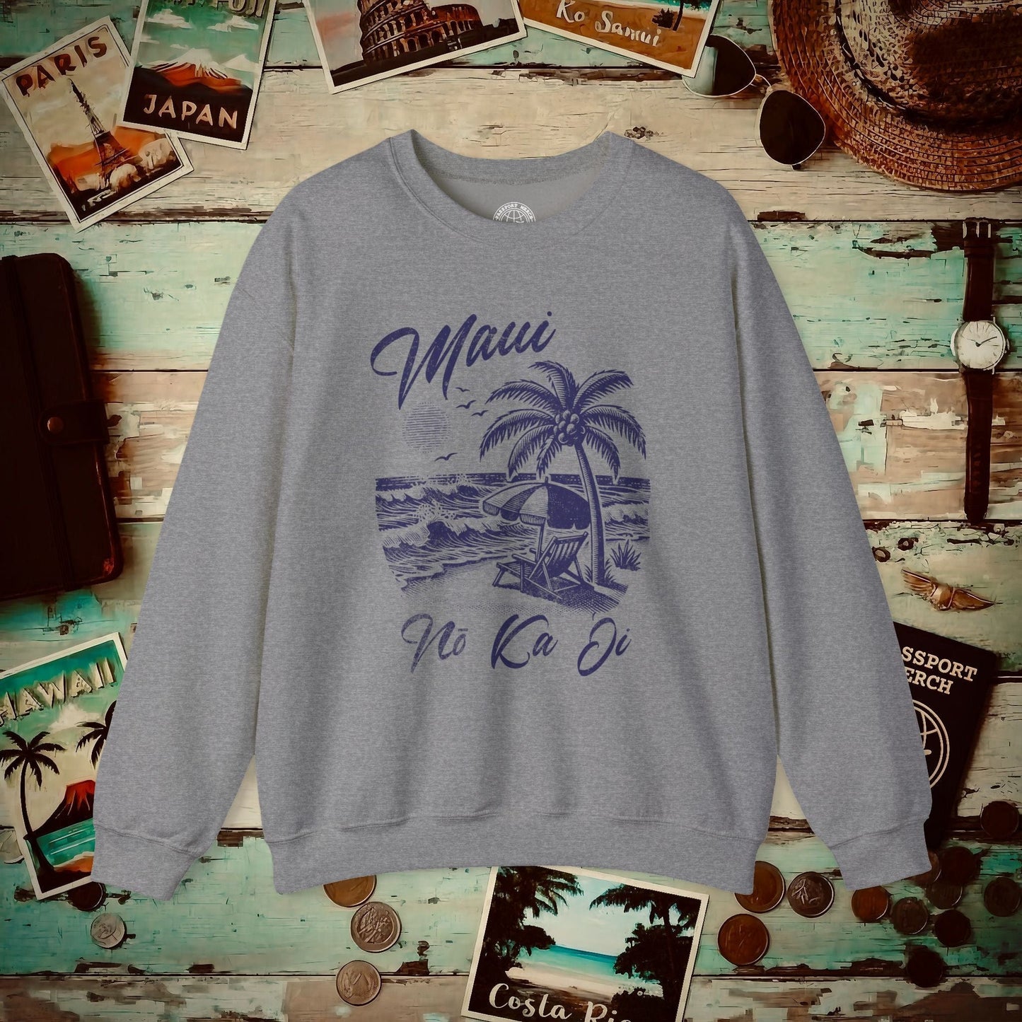 Maui No Ka Oi Hawaii Crewneck Graphite Heather / S