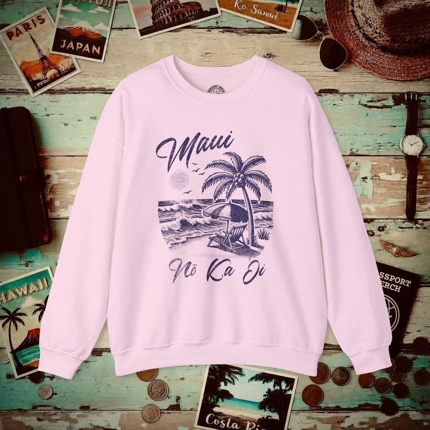 Maui No Ka Oi Hawaii Crewneck Light Pink / S