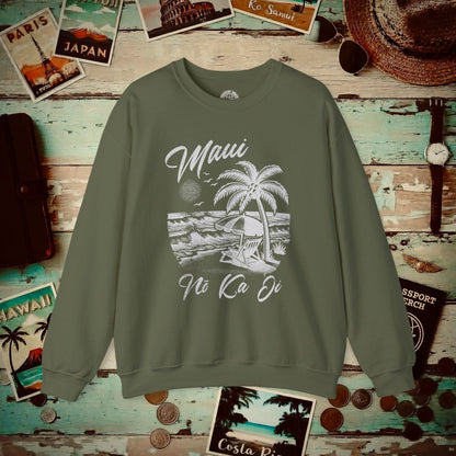 Maui No Ka Oi Hawaii Crewneck Military Green / S