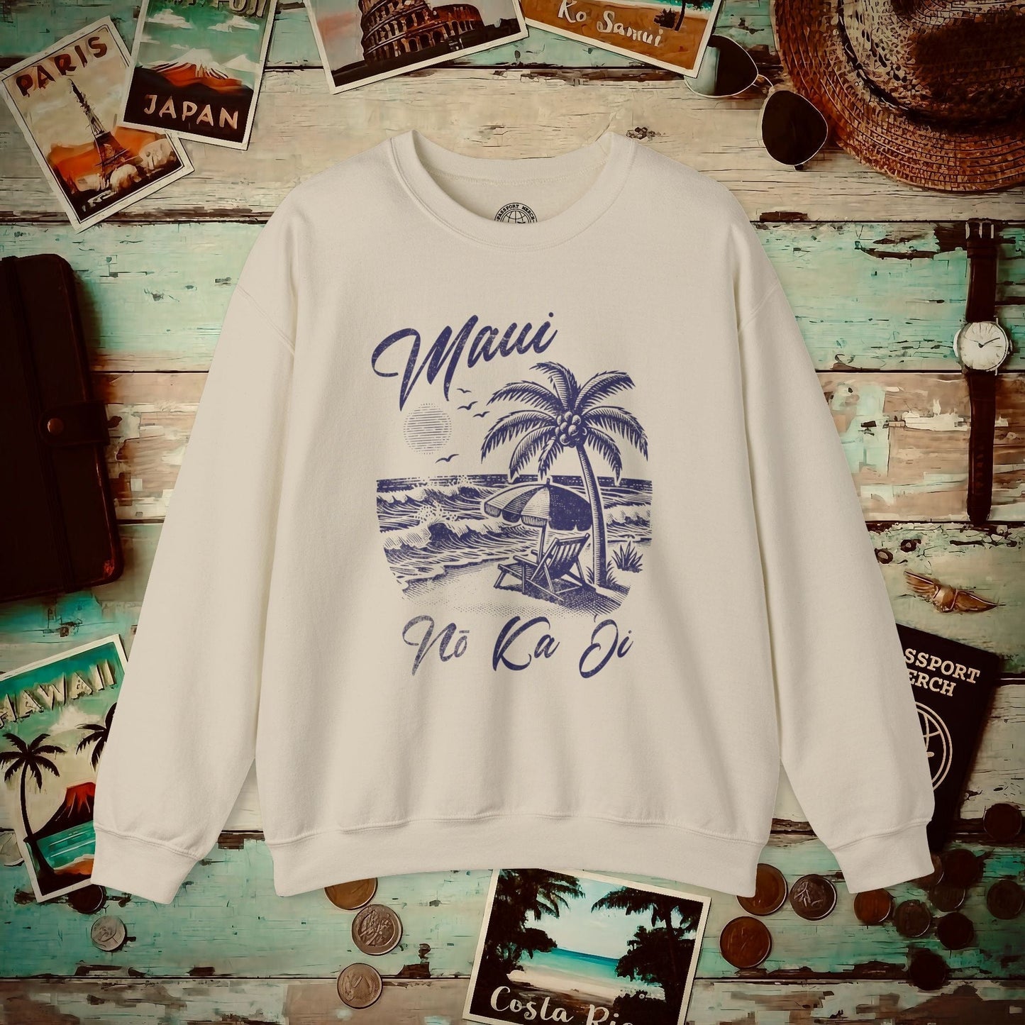 Maui No Ka Oi Hawaii Crewneck Sand / S