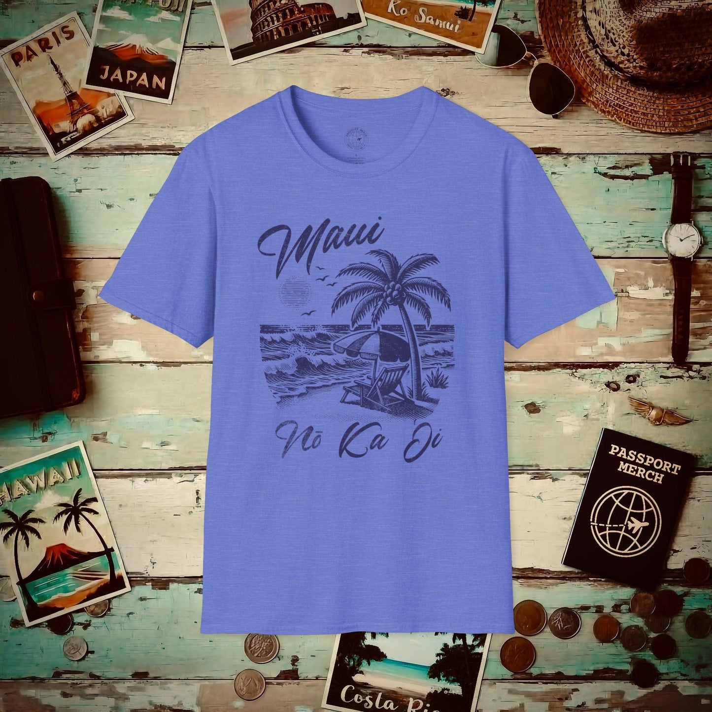 Maui No Ka Oi Hawaii T-Shirt Heather Royal / S