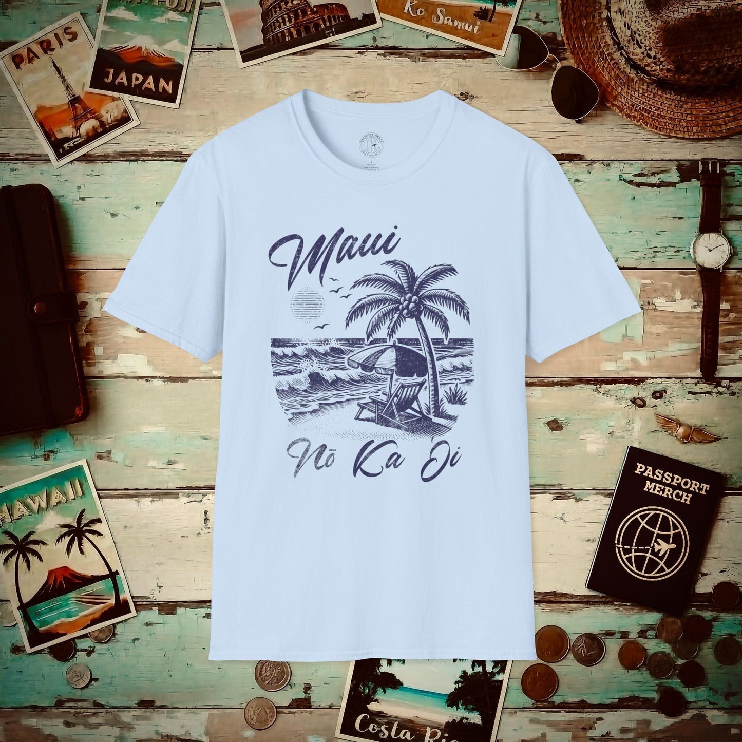 Maui No Ka Oi Hawaii T-Shirt Light Blue / S