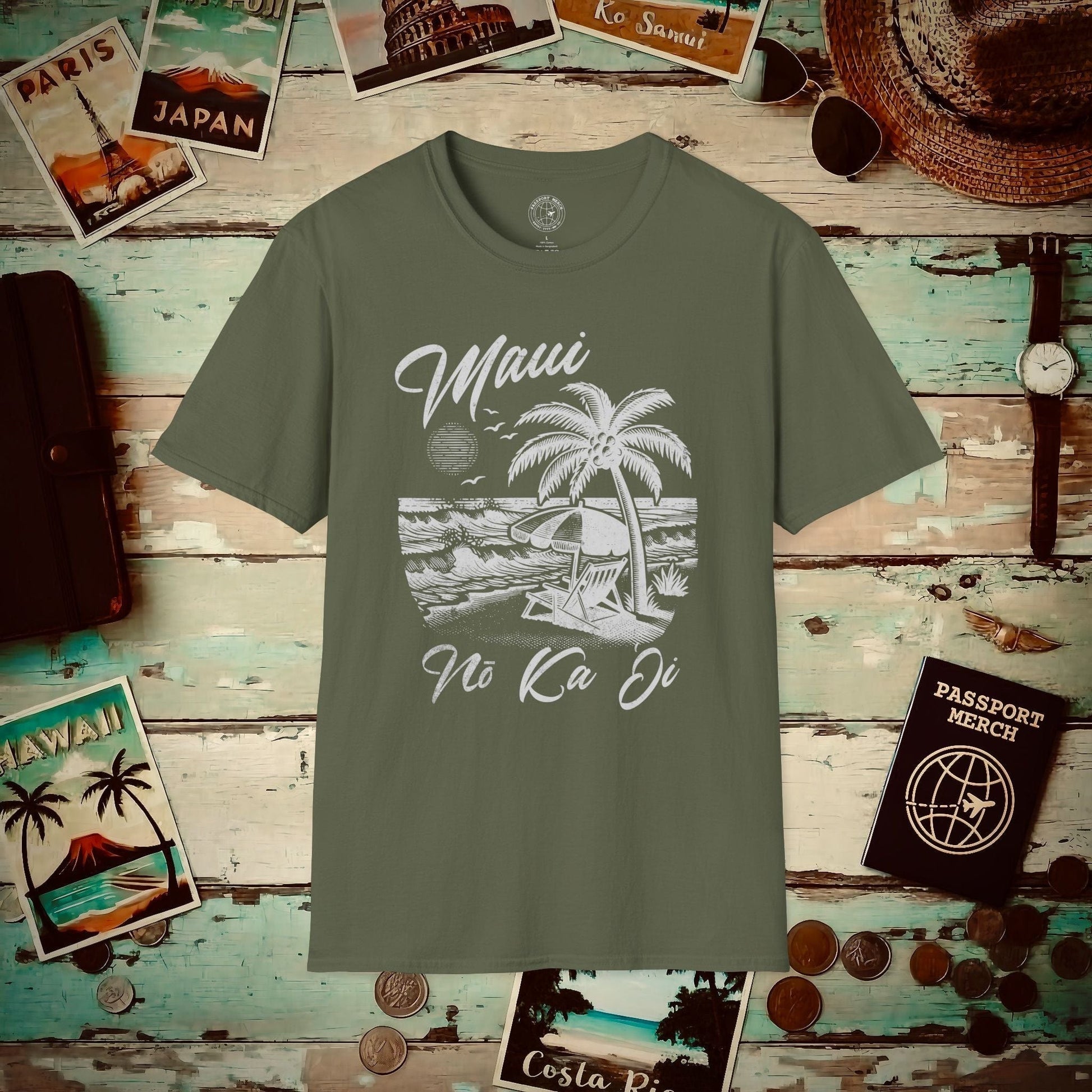 Maui No Ka Oi Hawaii T-Shirt Military Green / S