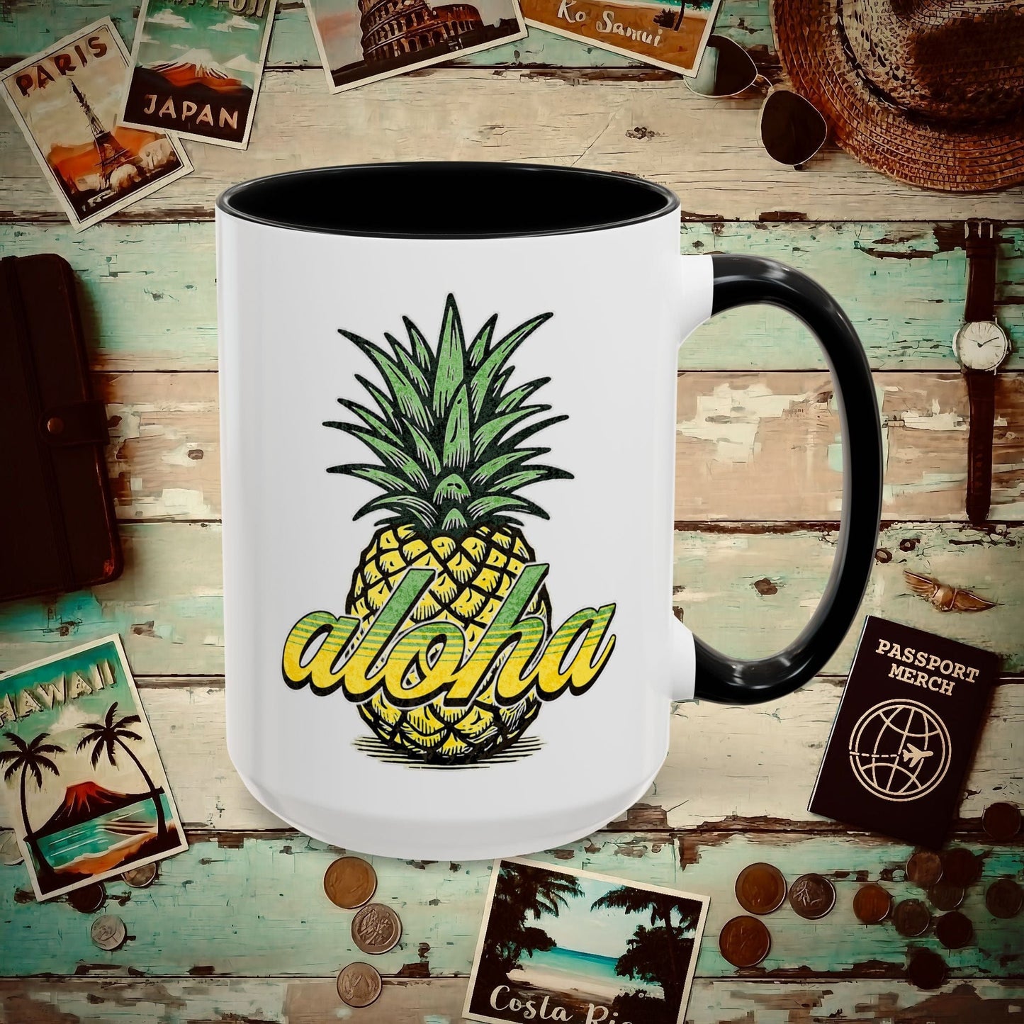 Maui Pineapple Aloha Hawaii 15oz Mug Black / 15oz