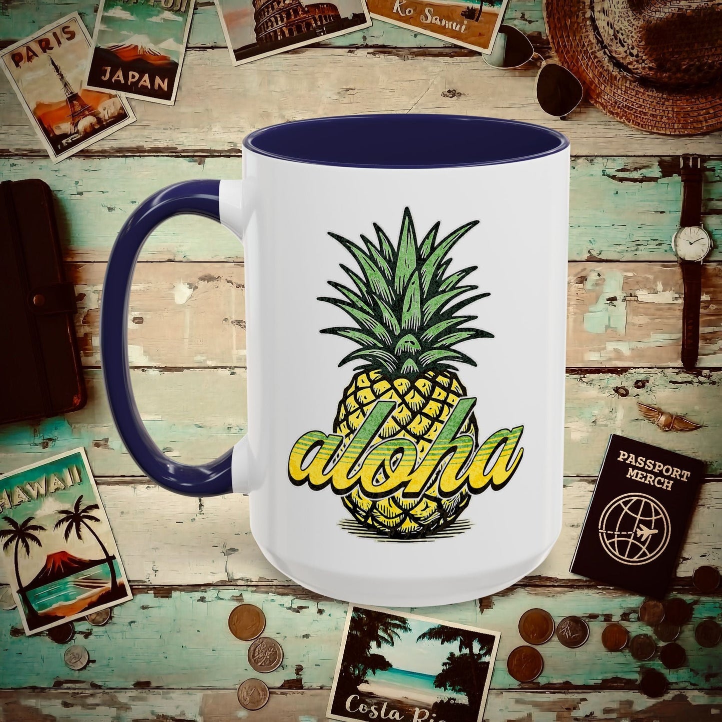 Maui Pineapple Aloha Hawaii 15oz Mug Navy / 15oz