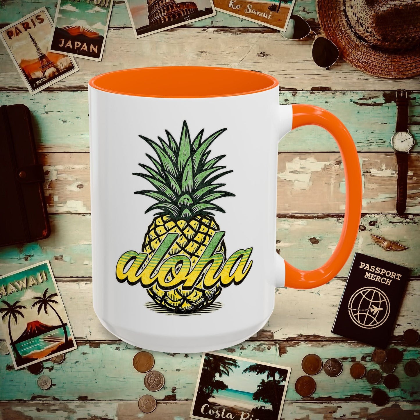 Maui Pineapple Aloha Hawaii 15oz Mug Orange / 15oz
