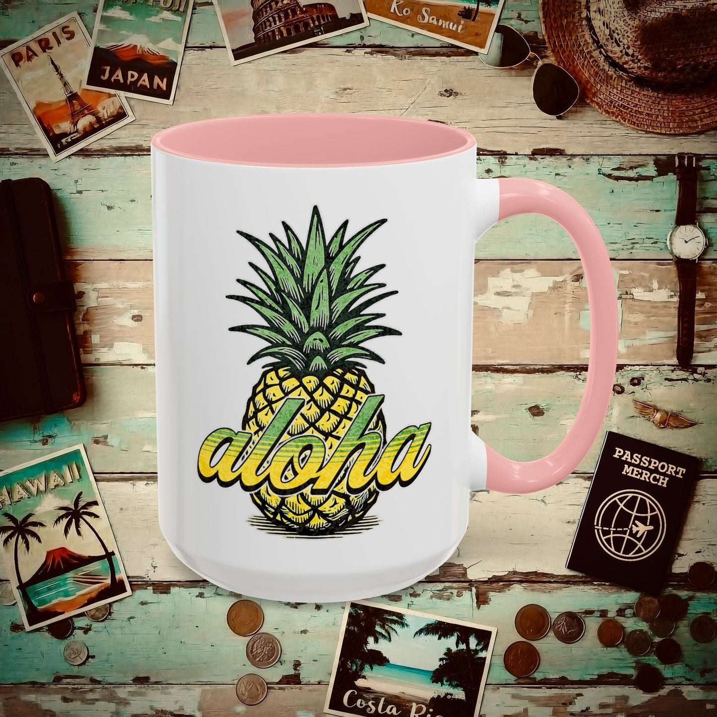 Maui Pineapple Aloha Hawaii 15oz Mug Pink / 15oz