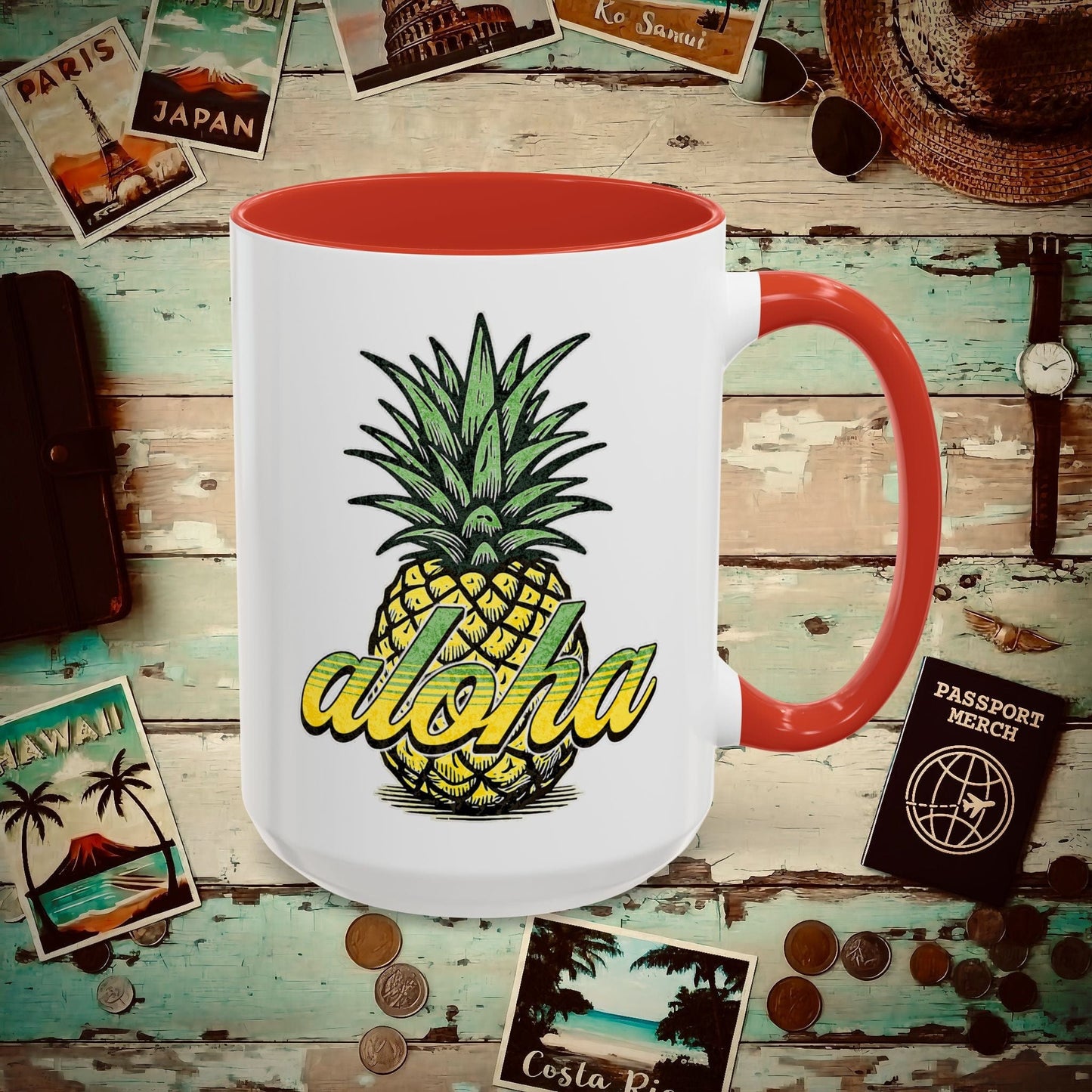 Maui Pineapple Aloha Hawaii 15oz Mug Red / 15oz