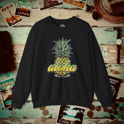 Maui Pineapple Aloha Hawaii Crewneck Black / S