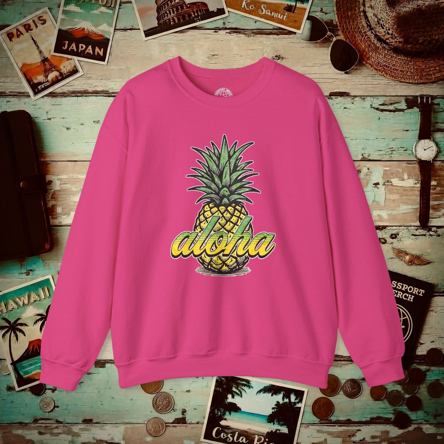 Maui Pineapple Aloha Hawaii Crewneck Heliconia / S