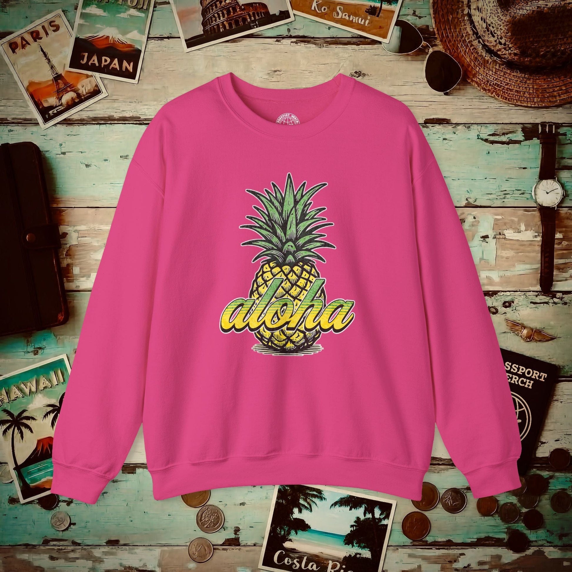 Maui Pineapple Aloha Hawaii Crewneck Heliconia / S