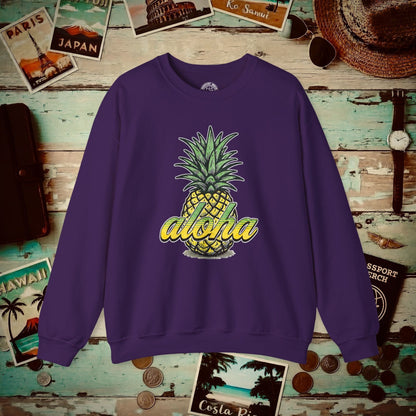 Maui Pineapple Aloha Hawaii Crewneck Purple / S