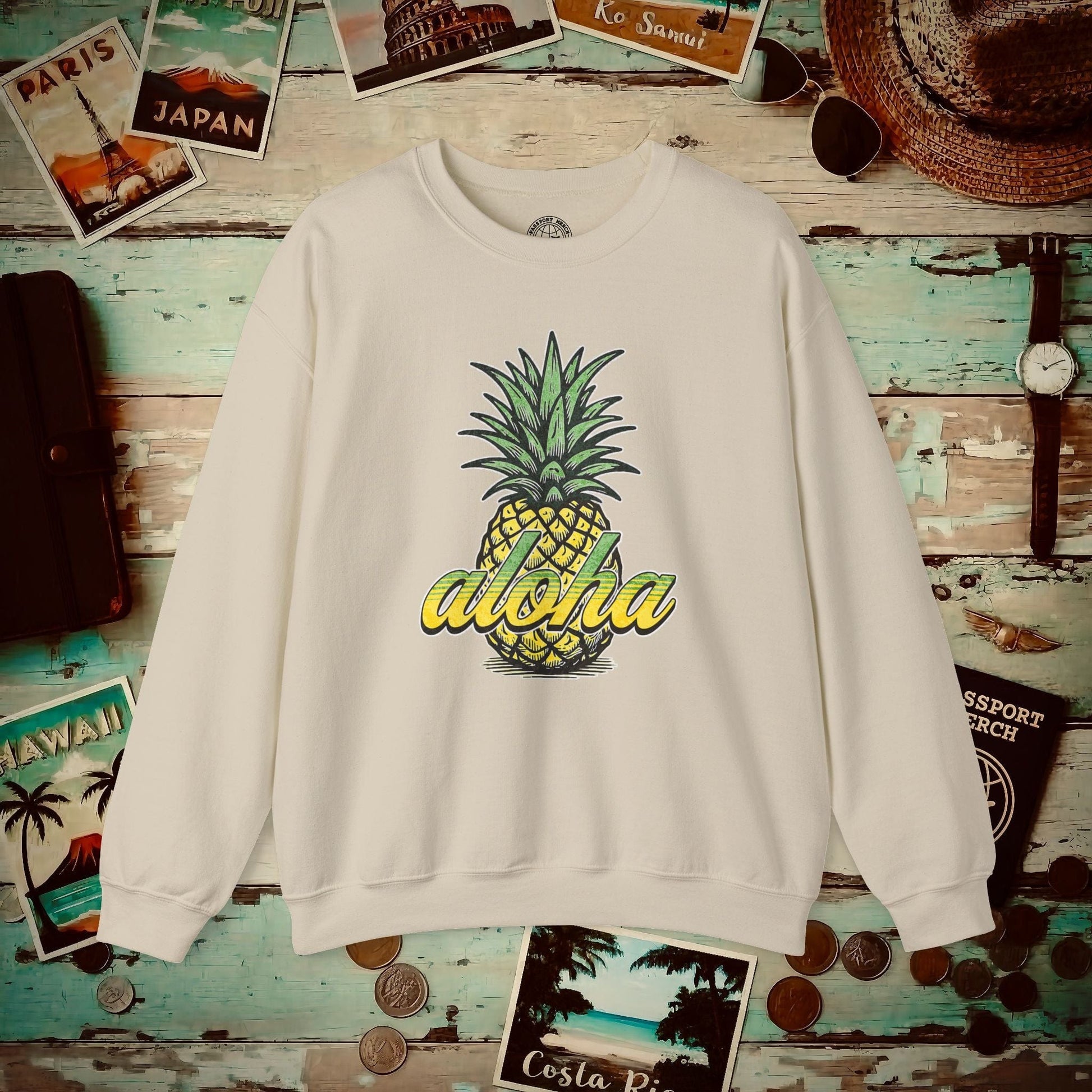 Maui Pineapple Aloha Hawaii Crewneck Sand / S