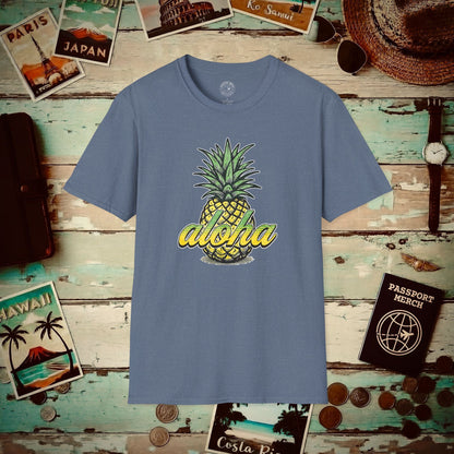 Maui Pineapple Aloha Hawaii T-Shirt Heather Indigo / S