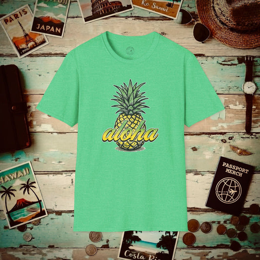 Maui Pineapple Aloha Hawaii T-Shirt Heather Irish Green / S