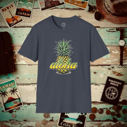 Maui Pineapple Aloha Hawaii T-Shirt Heather Navy / S