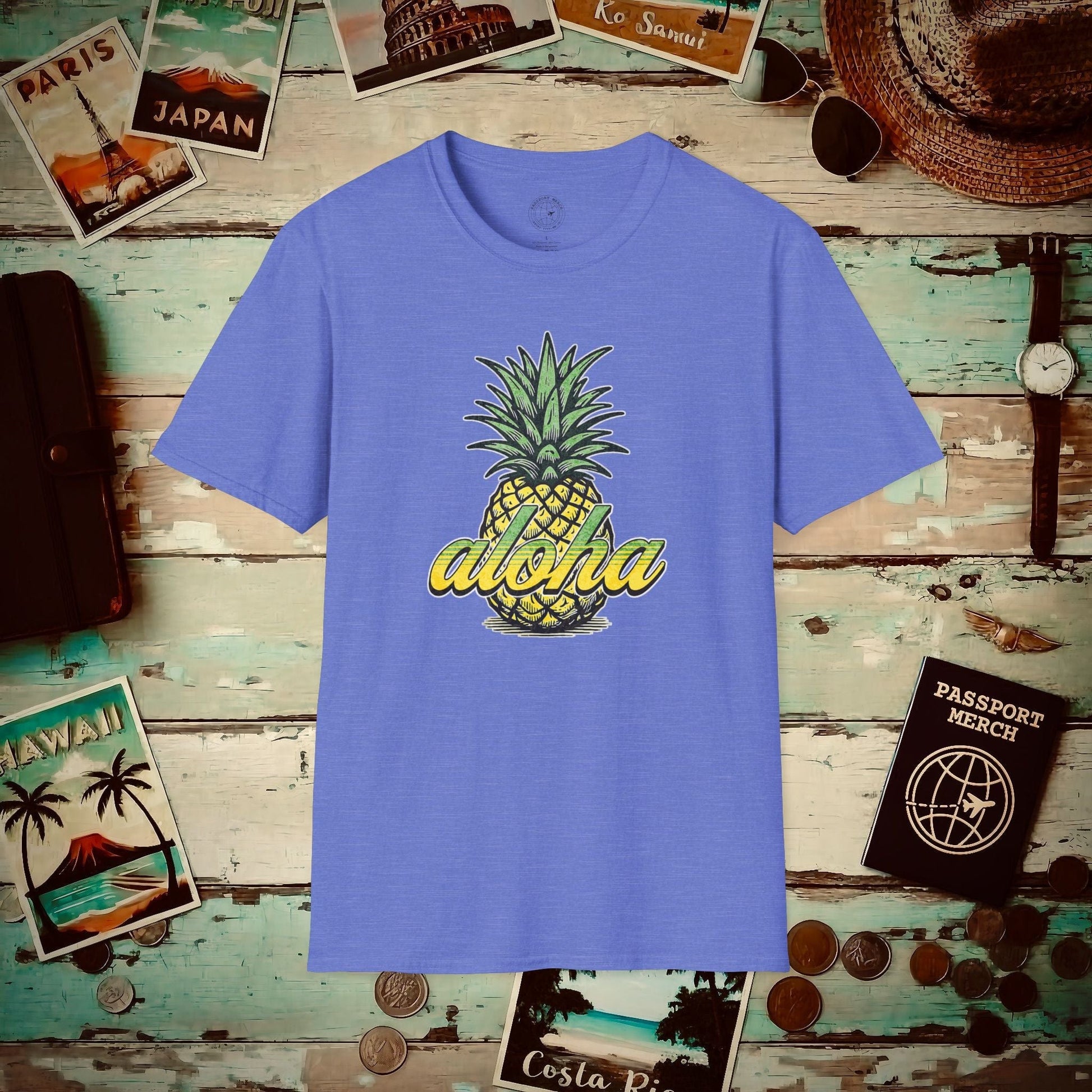 Maui Pineapple Aloha Hawaii T-Shirt Heather Royal / S