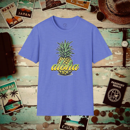 Maui Pineapple Aloha Hawaii T-Shirt Heather Royal / S