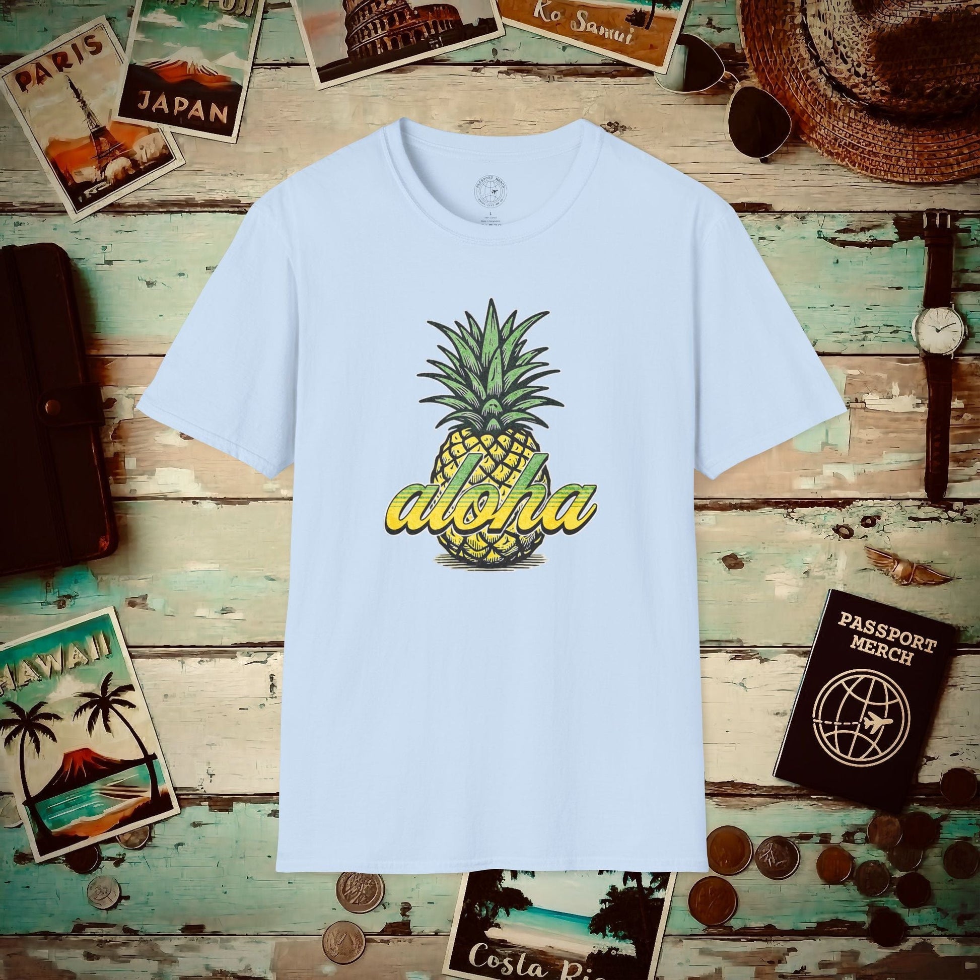 Maui Pineapple Aloha Hawaii T-Shirt Light Blue / S