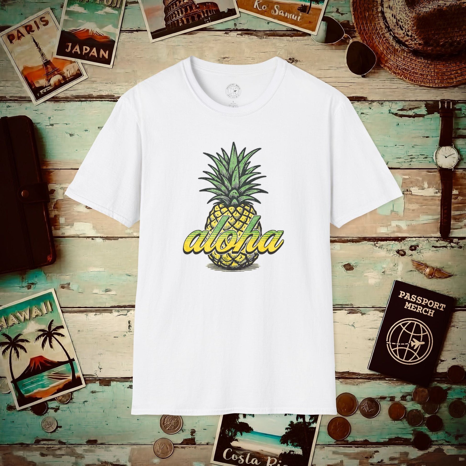 Maui Pineapple Aloha Hawaii T-Shirt White / S
