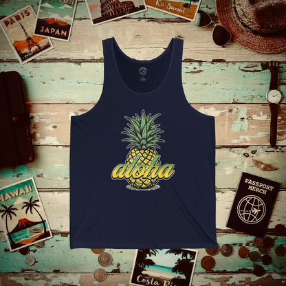 Maui Pineapple Aloha Hawaii Tank Top Navy / XS