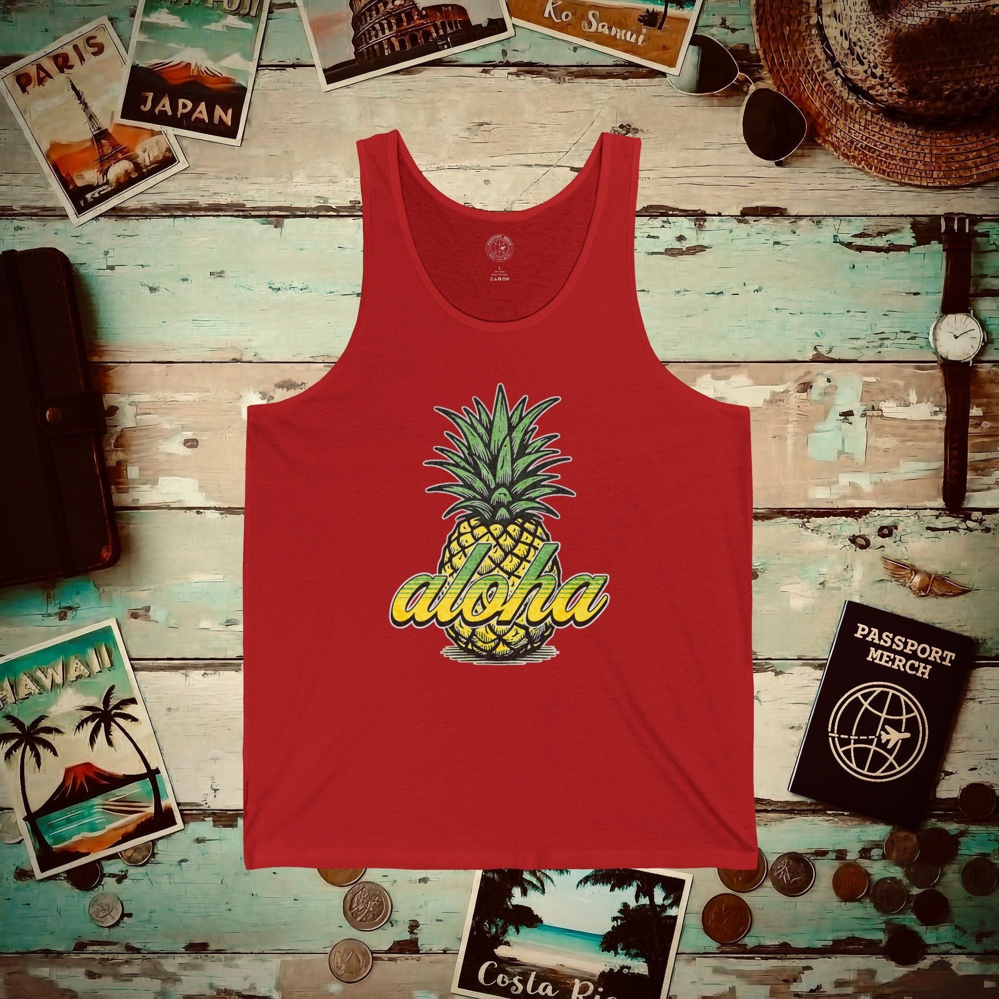 Maui Pineapple Aloha Hawaii Tank Top Red / XS