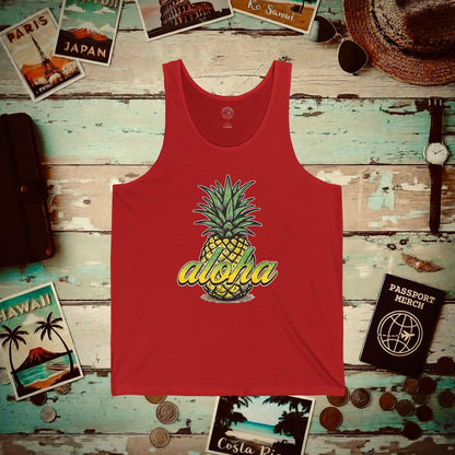 Maui Pineapple Aloha Hawaii Tank Top Red / XS