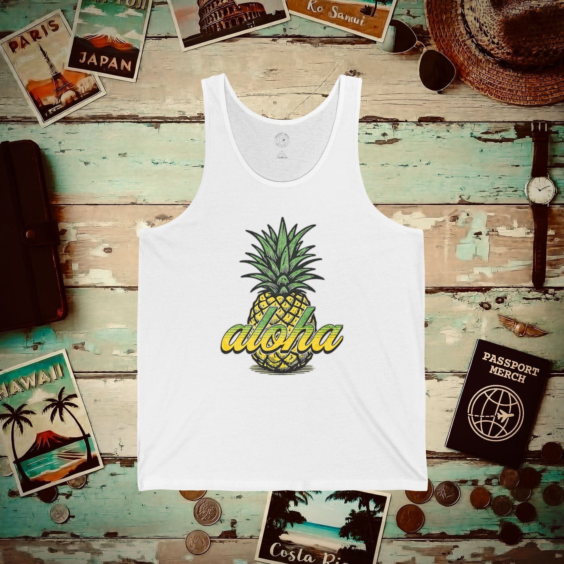 Maui Pineapple Aloha Hawaii Tank Top White / XS