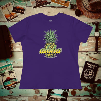 Maui Pineapple Aloha Hawaii, Womens Fit T-Shirt Team Purple / S